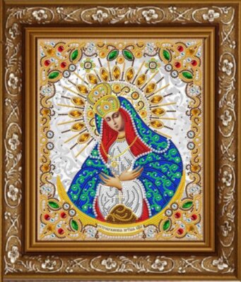 ЖК-4015 Пресвятая Богородица Остробрамская в жемчуге и кристаллах