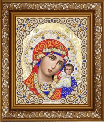 ЖЛ-4701 Пресвятая Богородица Казанская в жемчуге и кристаллах