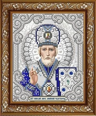 Святой Николай Чудотворец в жемчуге и кристаллах