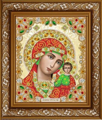 ЖК-4005 Богородица Казанская в кристаллах и жемчуге